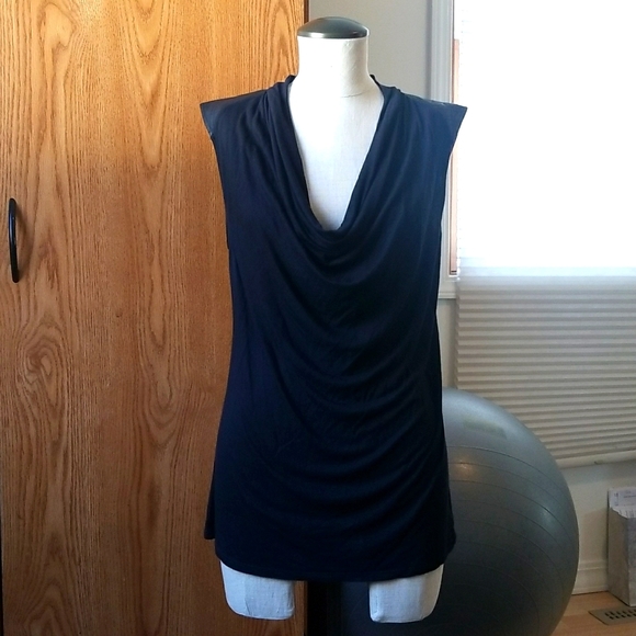 Express Deep Drape Black Tunic - Picture 1 of 6